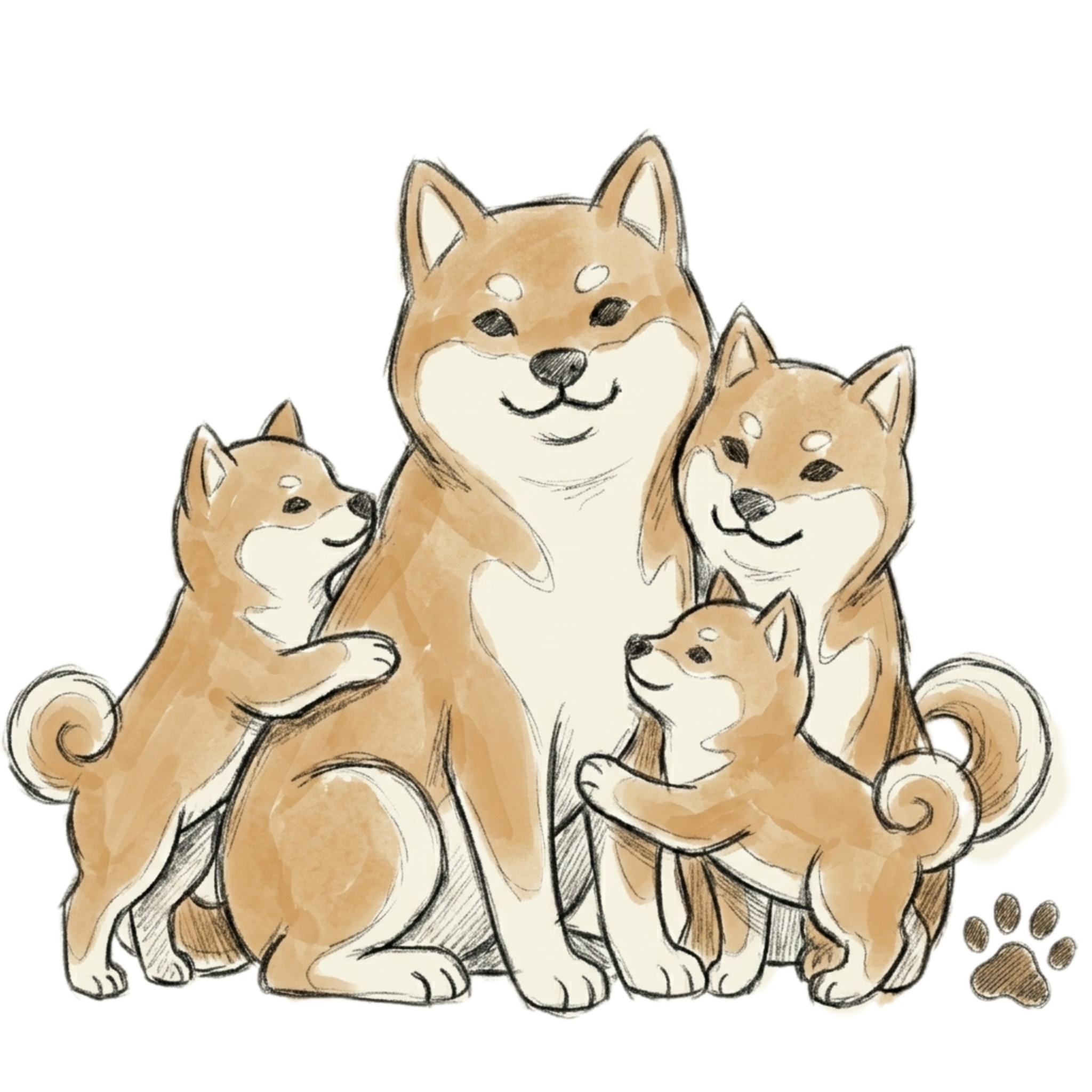 家族諮商柴犬插圖