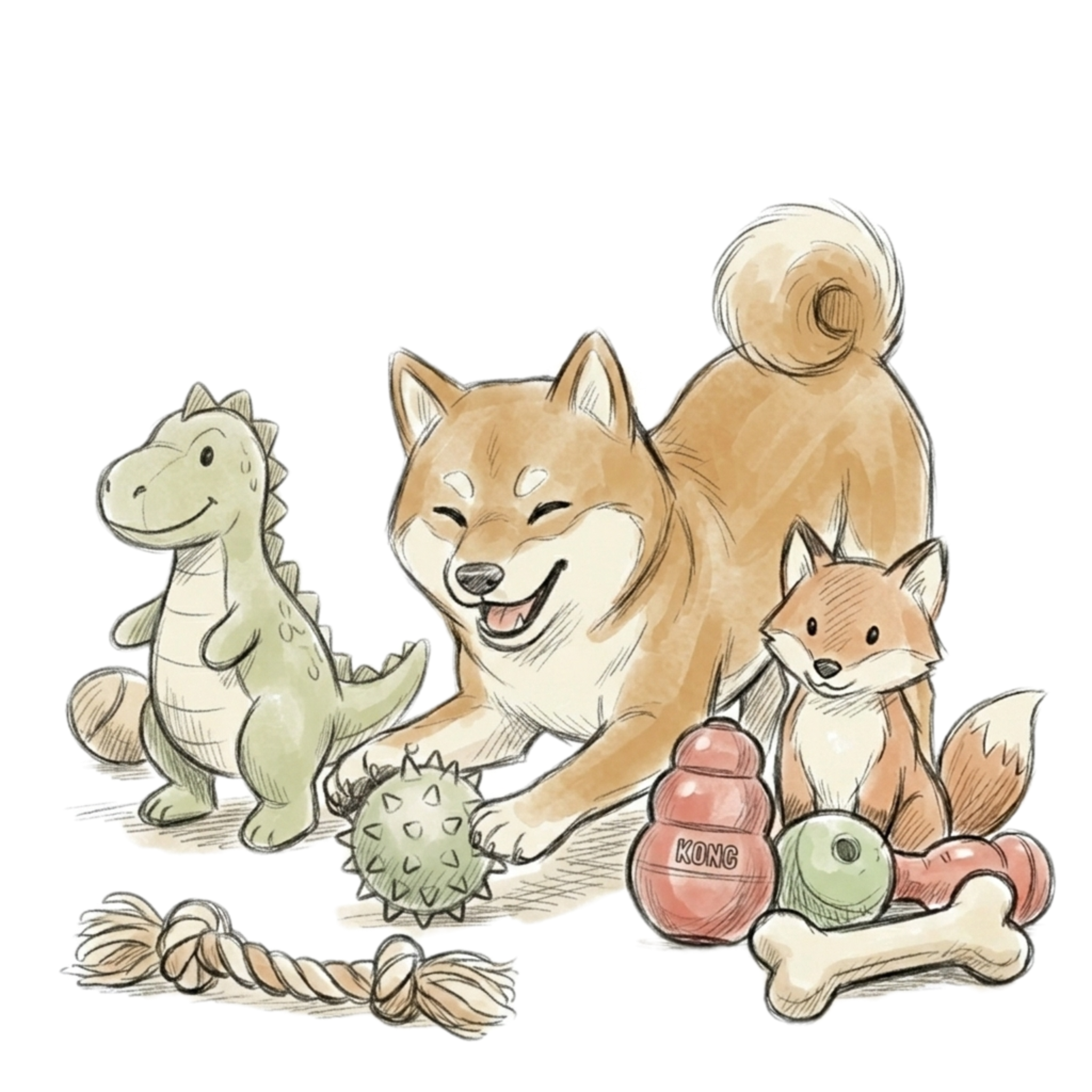 遊戲治療柴犬插圖